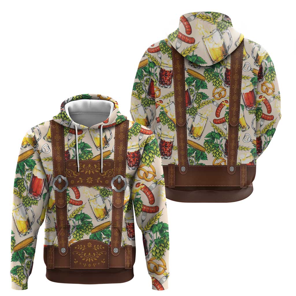 Oktoberfest Lederhosen Costume Zip Hoodie Food And Drink Pattern - Wonder Print Shop