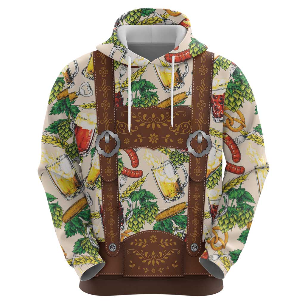 Oktoberfest Lederhosen Costume Zip Hoodie Food And Drink Pattern - Wonder Print Shop