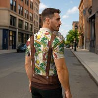 Oktoberfest Lederhosen Costume Zipper Polo Shirt Food And Drink Pattern - Wonder Print Shop