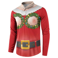 Funny Christmas Costume Button Sweatshirt Busty Big Boobs - Wonder Print Shop