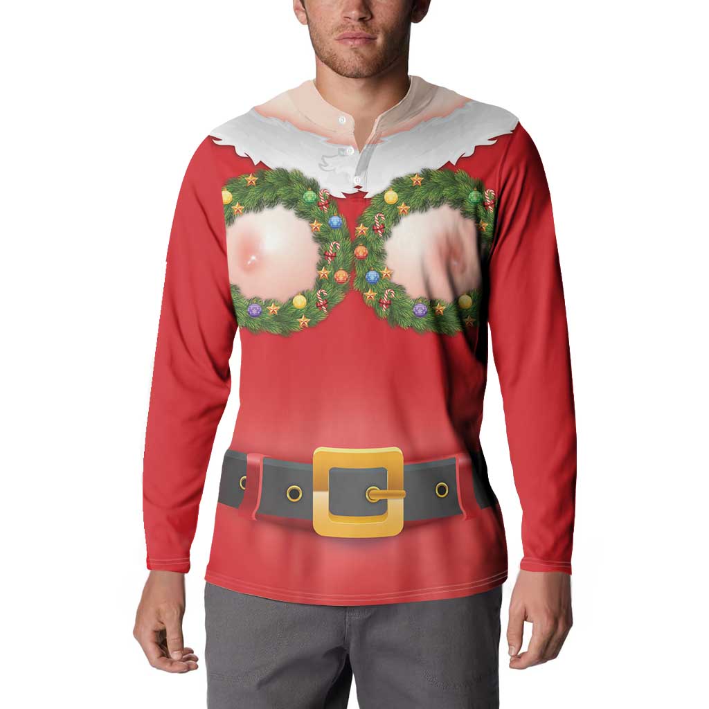 Funny Christmas Costume Button Sweatshirt Busty Big Boobs - Wonder Print Shop