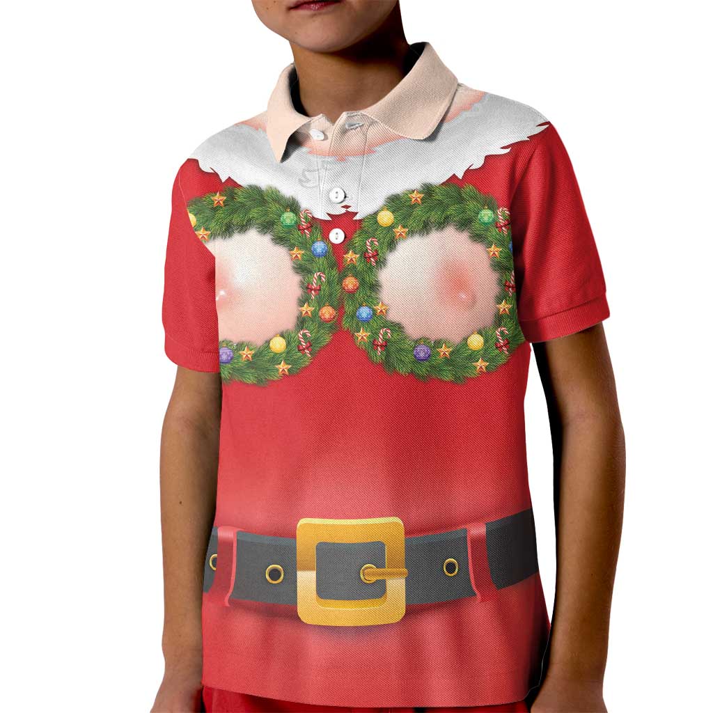 Funny Christmas Costume Kid Polo Shirt Busty Big Boobs - Wonder Print Shop