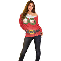 Funny Christmas Costume Off Shoulder Sweater Busty Big Boobs - Wonder Print Shop