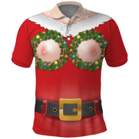 Funny Christmas Costume Polo Shirt Busty Big Boobs - Wonder Print Shop