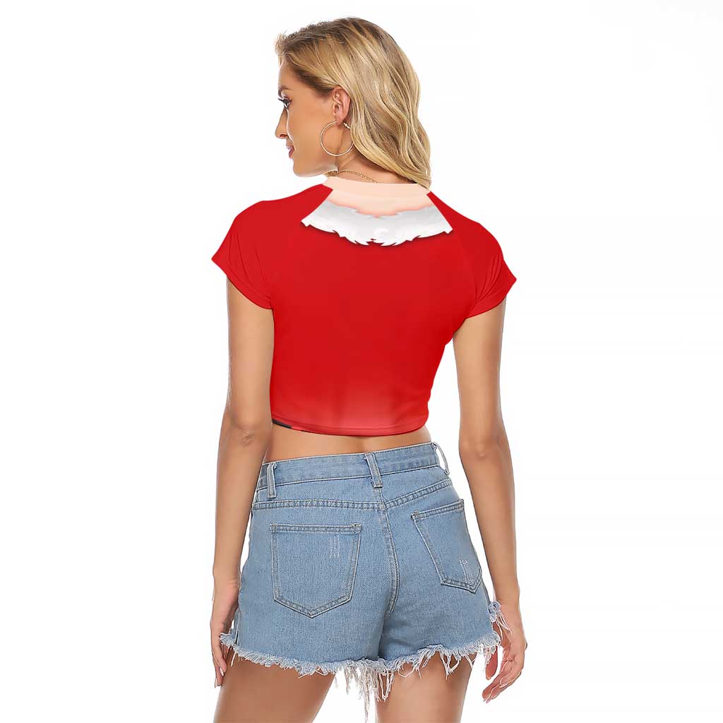 Funny Christmas Costume Raglan Cropped T Shirt Busty Big Boobs - Wonder Print Shop