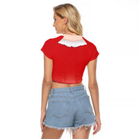 Funny Christmas Costume Raglan Cropped T Shirt Busty Big Boobs - Wonder Print Shop