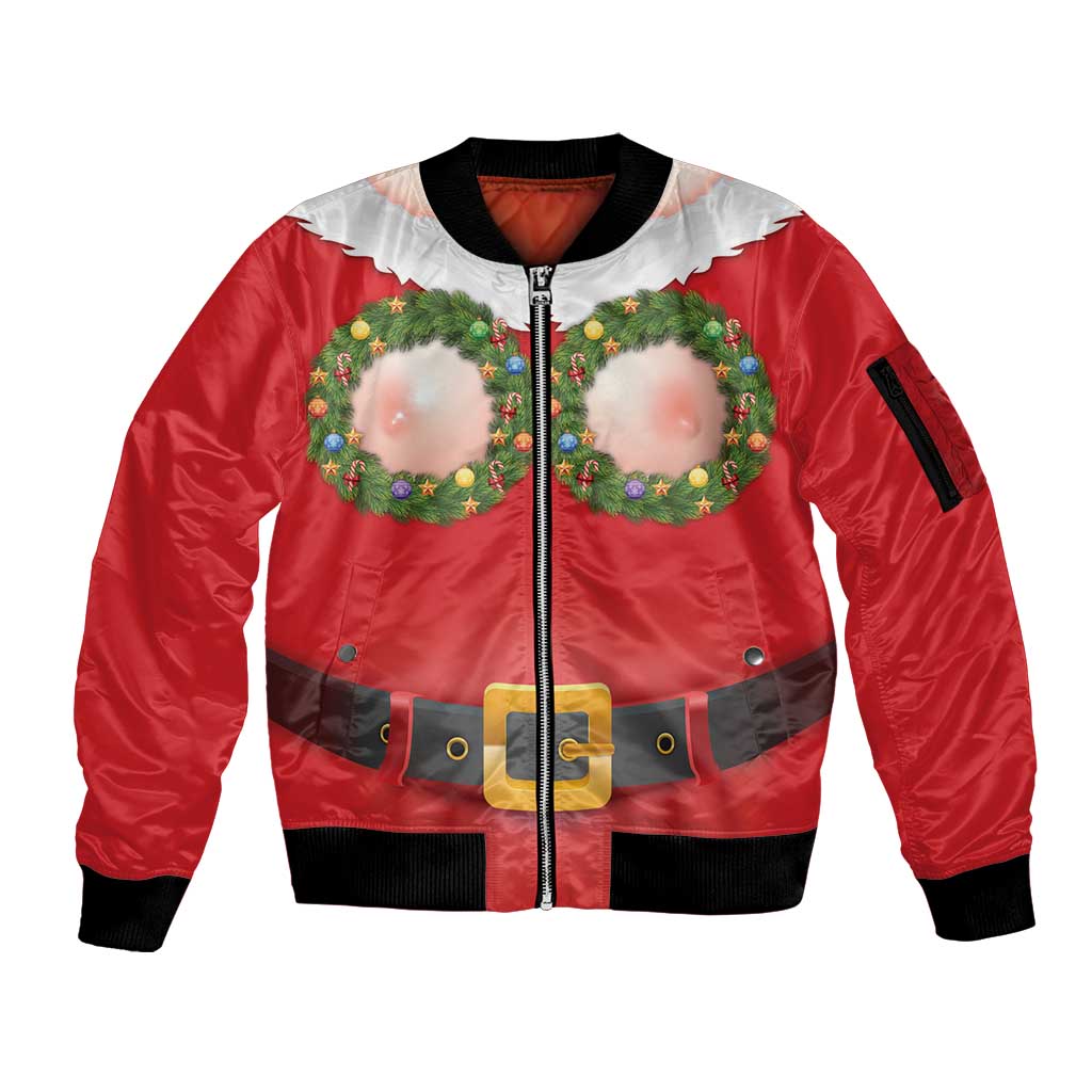 Funny Christmas Costume Sleeve Zip Bomber Jacket Busty Big Boobs - Wonder Print Shop