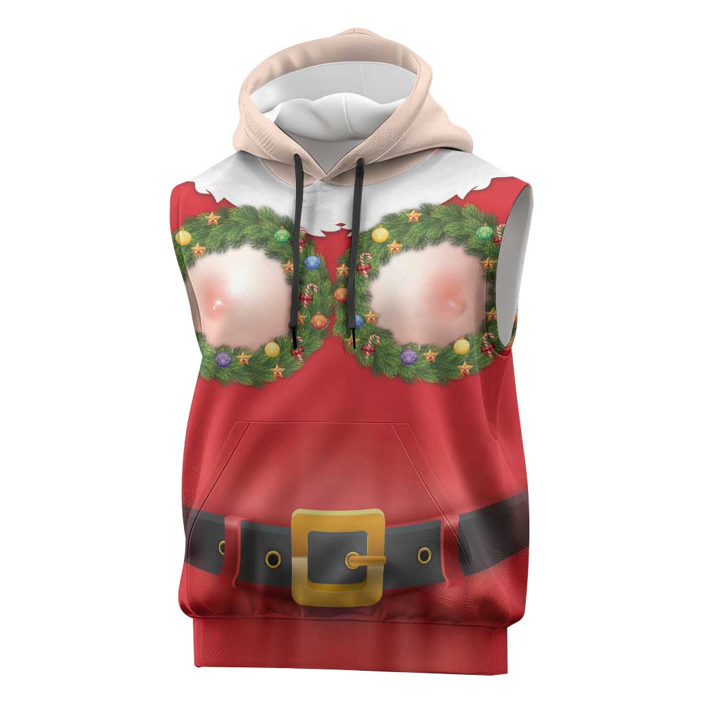 Funny Christmas Costume Sleeveless Hoodie Busty Big Boobs - Wonder Print Shop
