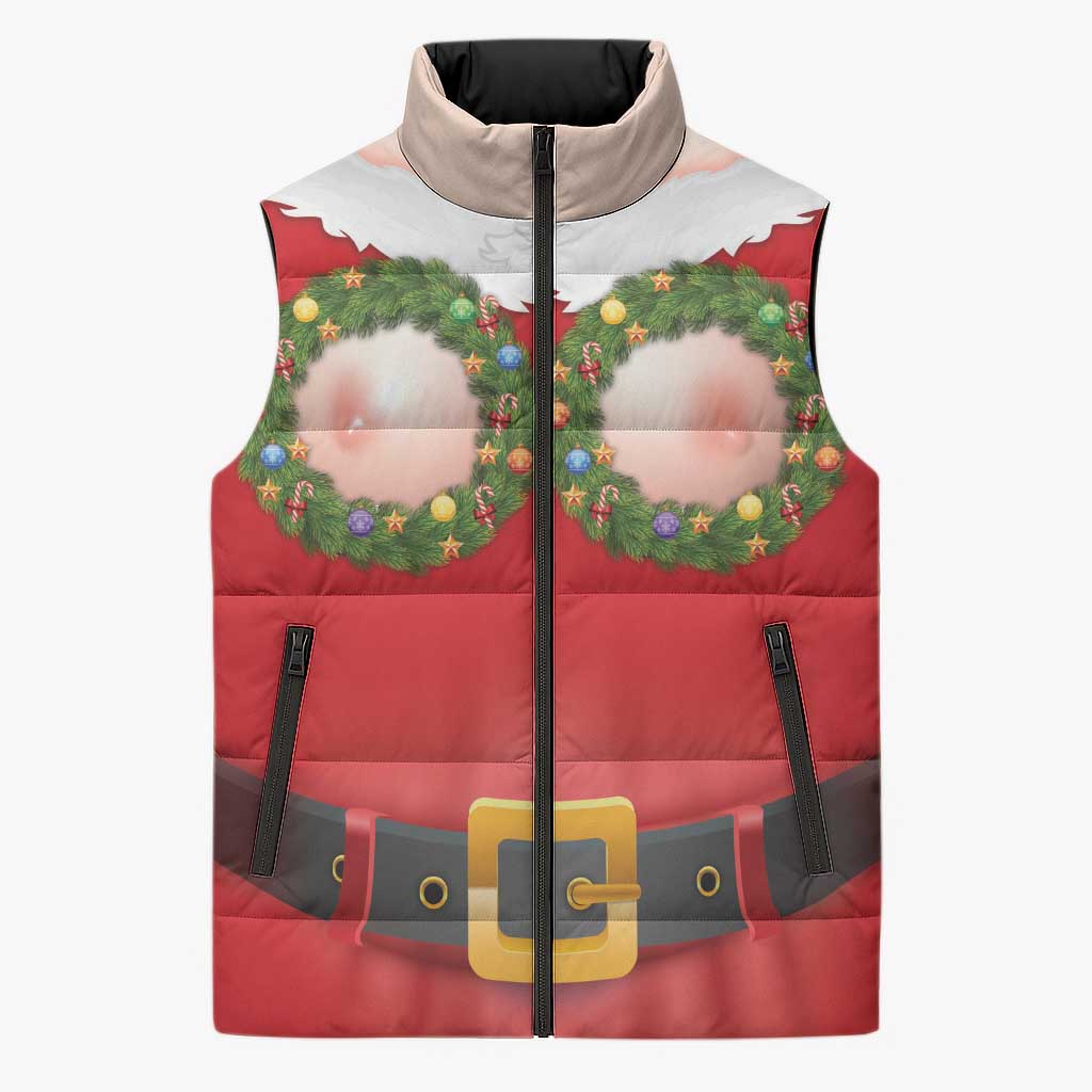 Funny Christmas Costume Sleeveless Puffer Jacket Busty Big Boobs - Wonder Print Shop