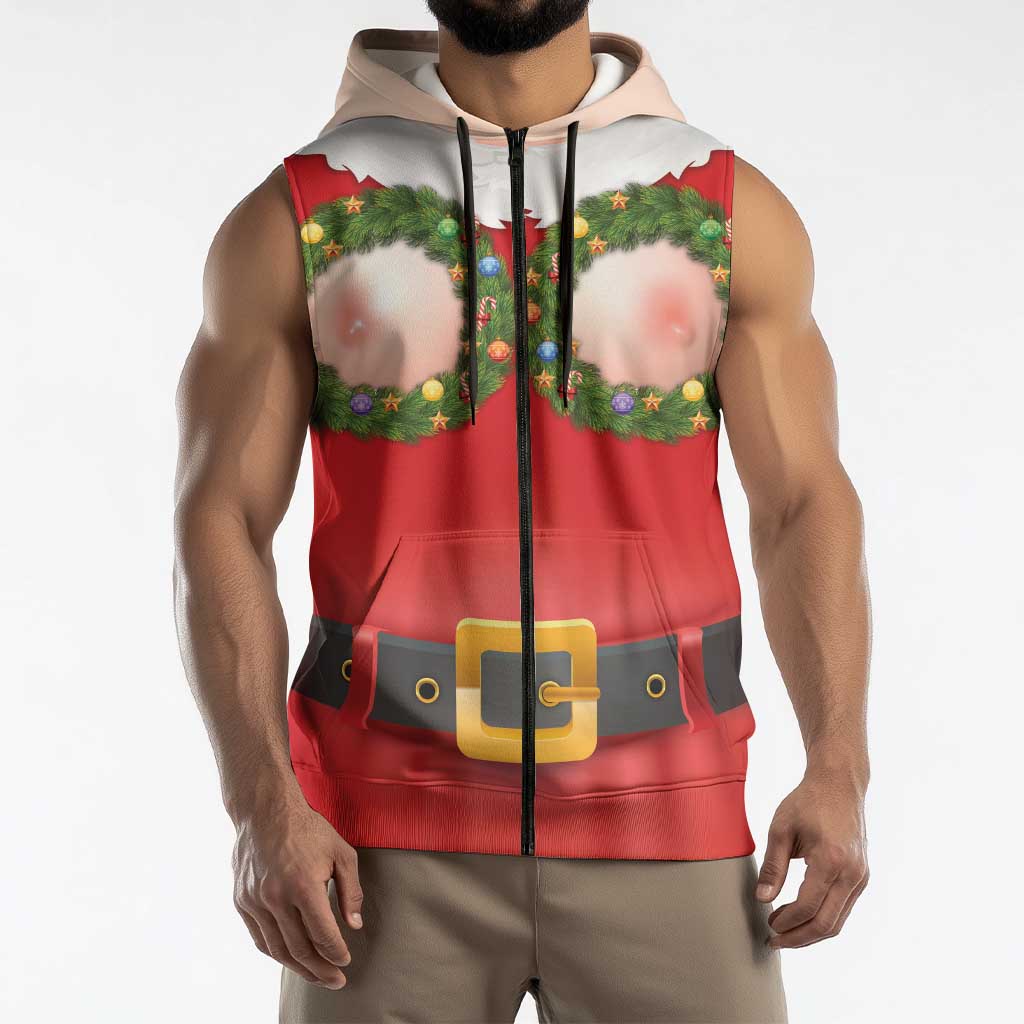Funny Christmas Costume Sleeveless Zip Hoodie Busty Big Boobs - Wonder Print Shop