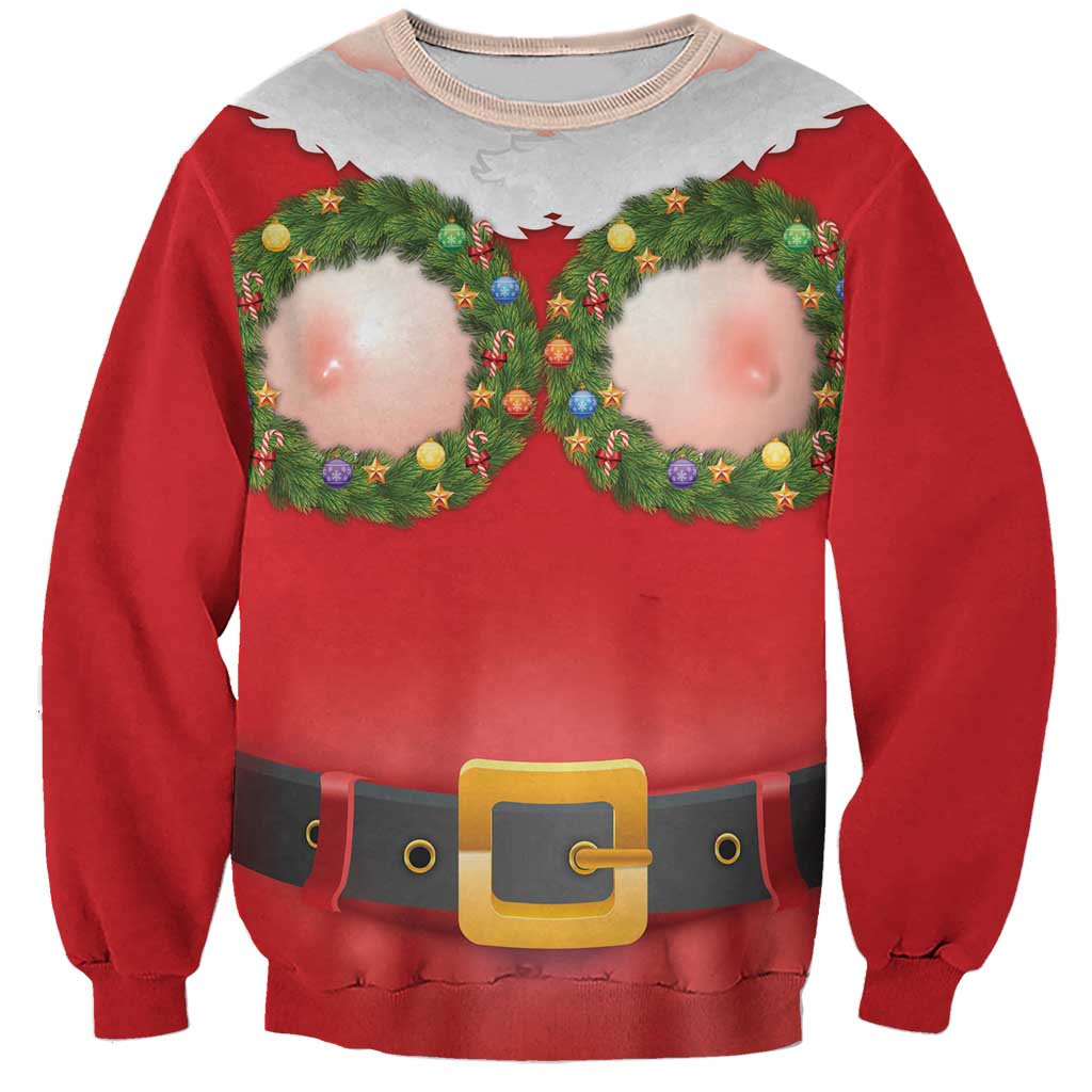 Funny Christmas Costume Sweatshirt Busty Big Boobs - Wonder Print Shop