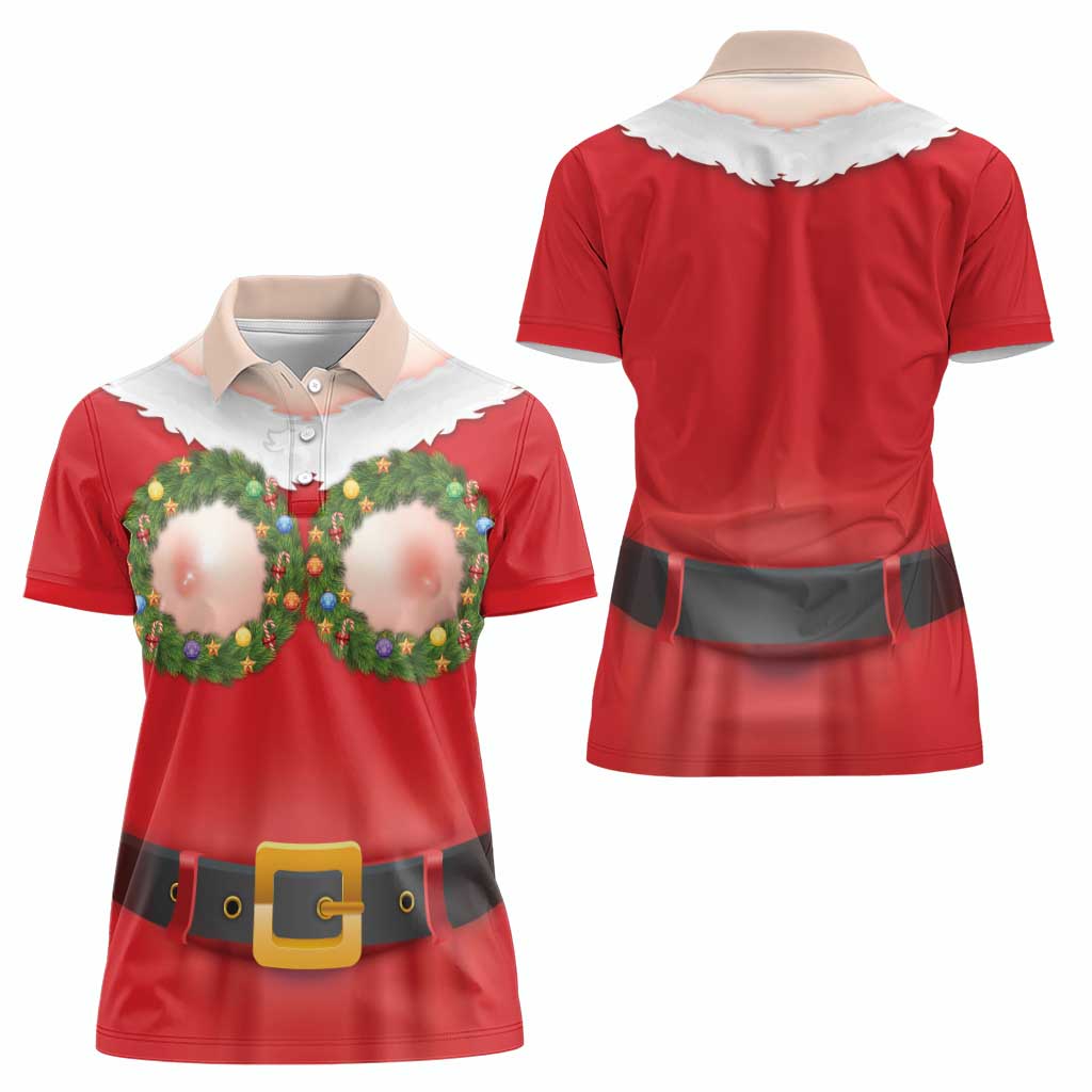 Funny Christmas Costume Women Polo Shirt Busty Big Boobs - Wonder Print Shop