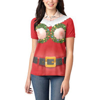 Funny Christmas Costume Women Polo Shirt Busty Big Boobs - Wonder Print Shop