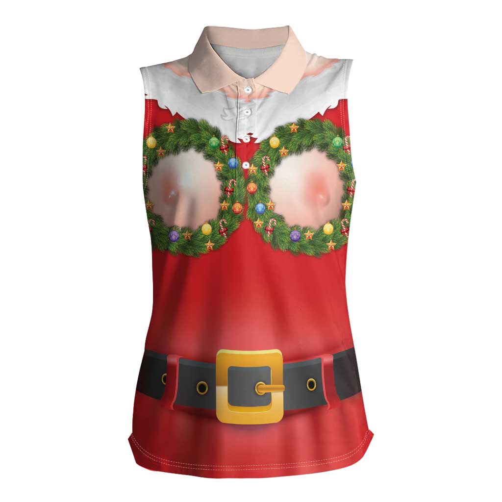 Funny Christmas Costume Women Sleeveless Polo Shirt Busty Big Boobs - Wonder Print Shop