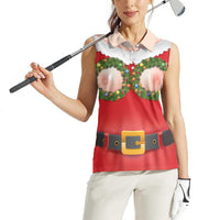 Funny Christmas Costume Women Sleeveless Polo Shirt Busty Big Boobs - Wonder Print Shop