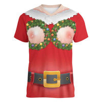 Funny Christmas Costume Women V-Neck T-Shirt Busty Big Boobs - Wonder Print Shop