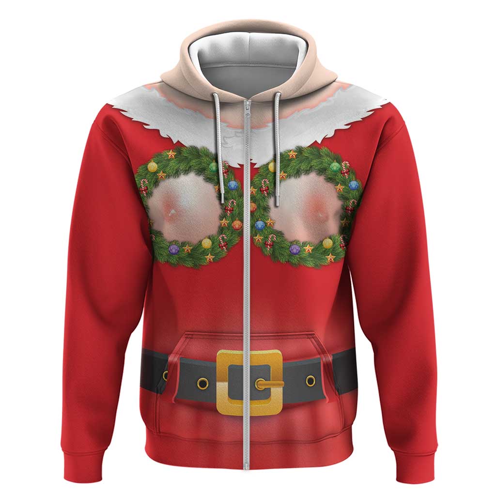 Funny Christmas Costume Zip Hoodie Busty Big Boobs - Wonder Print Shop