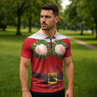 Funny Christmas Costume Zipper Polo Shirt Busty Big Boobs - Wonder Print Shop