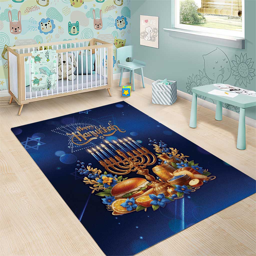 Jewish Hanukkah Festival Area Rug Let's Get Lit LT05 - Wonder Print Shop