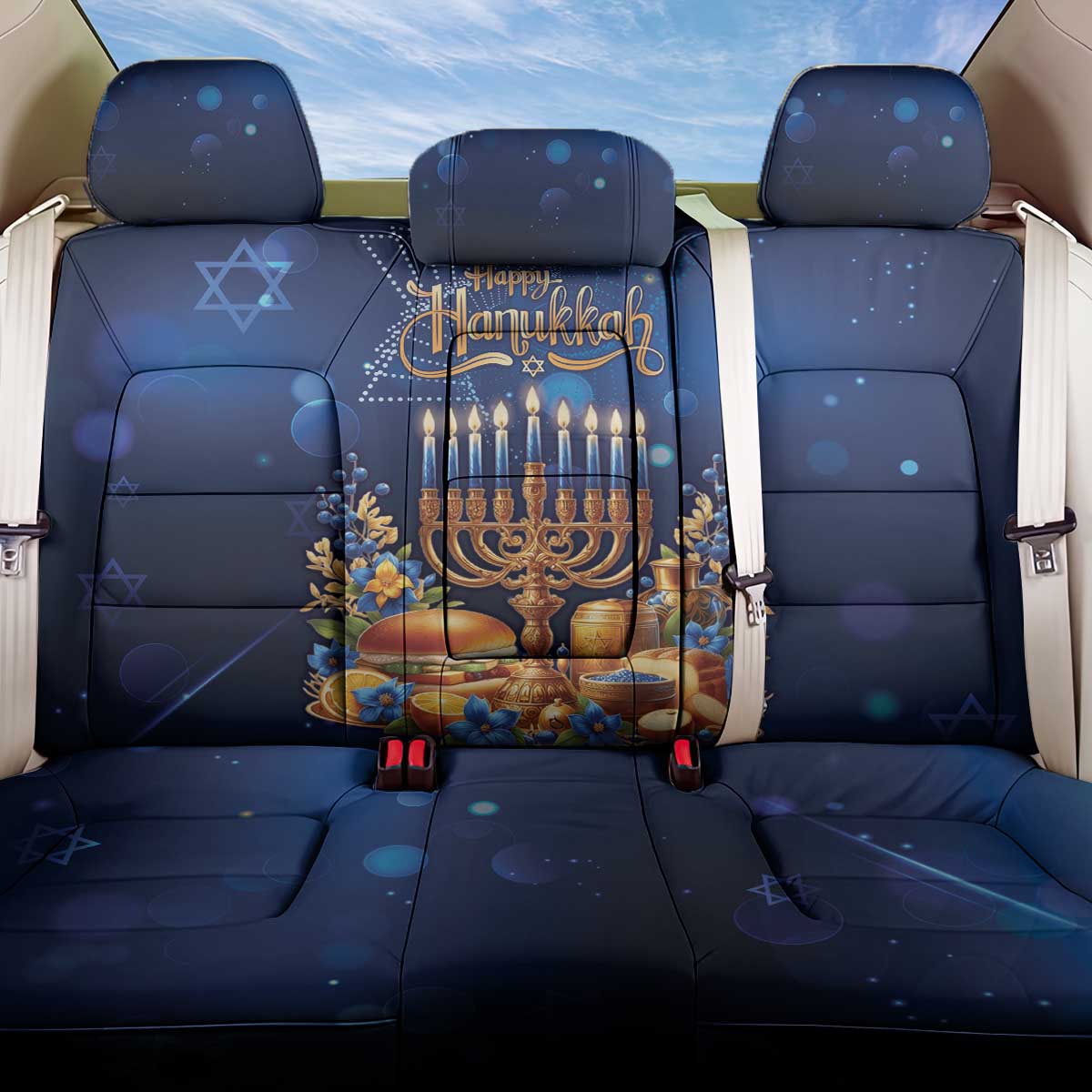 Jewish Hanukkah Festival Back Car Seat Cover Let's Get Lit LT05 - Wonder Print Shop