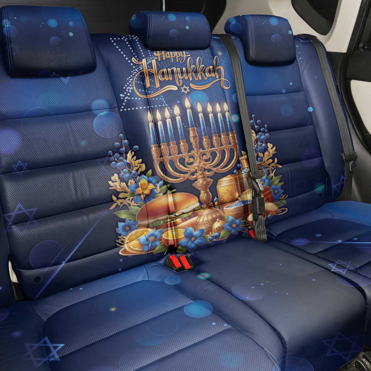 Jewish Hanukkah Festival Back Car Seat Cover Let's Get Lit LT05 - Wonder Print Shop