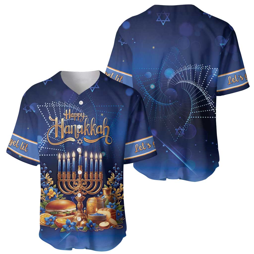 Jewish Hanukkah Festival Baseball Jersey Let's Get Lit LT05 - Wonder Print Shop