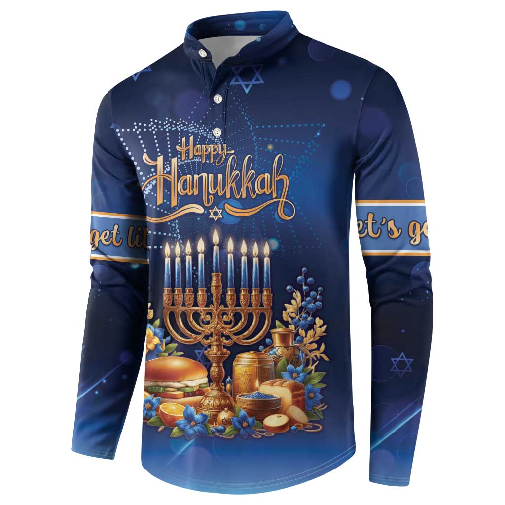 Jewish Hanukkah Festival Button Sweatshirt Let's Get Lit LT05 - Wonder Print Shop