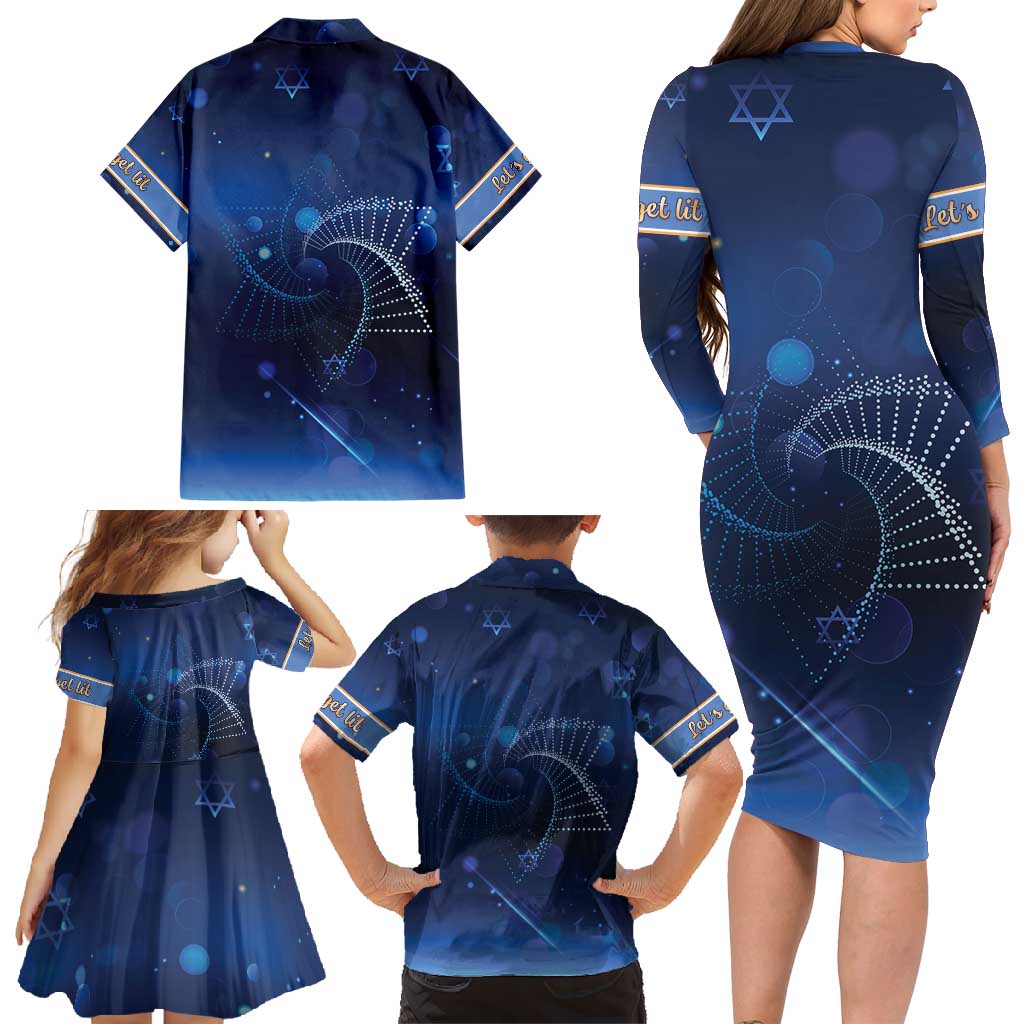 Jewish Hanukkah Festival Family Matching Long Sleeve Bodycon Dress and Hawaiian Shirt Let's Get Lit LT05 - Wonder Print Shop