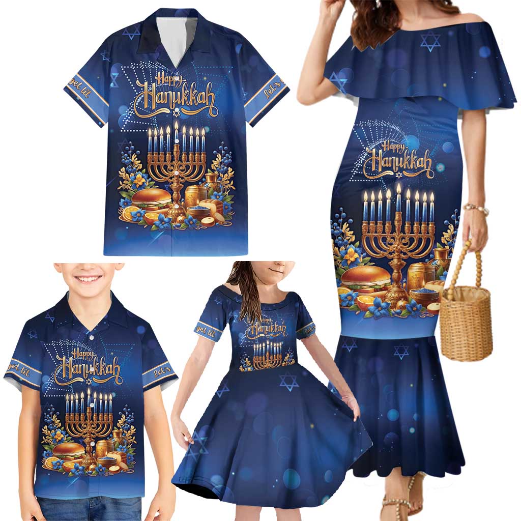 Jewish Hanukkah Festival Family Matching Mermaid Dress and Hawaiian Shirt Let's Get Lit LT05 - Wonder Print Shop