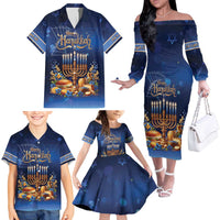 Jewish Hanukkah Festival Family Matching Off The Shoulder Long Sleeve Dress and Hawaiian Shirt Let's Get Lit LT05 - Wonder Print Shop