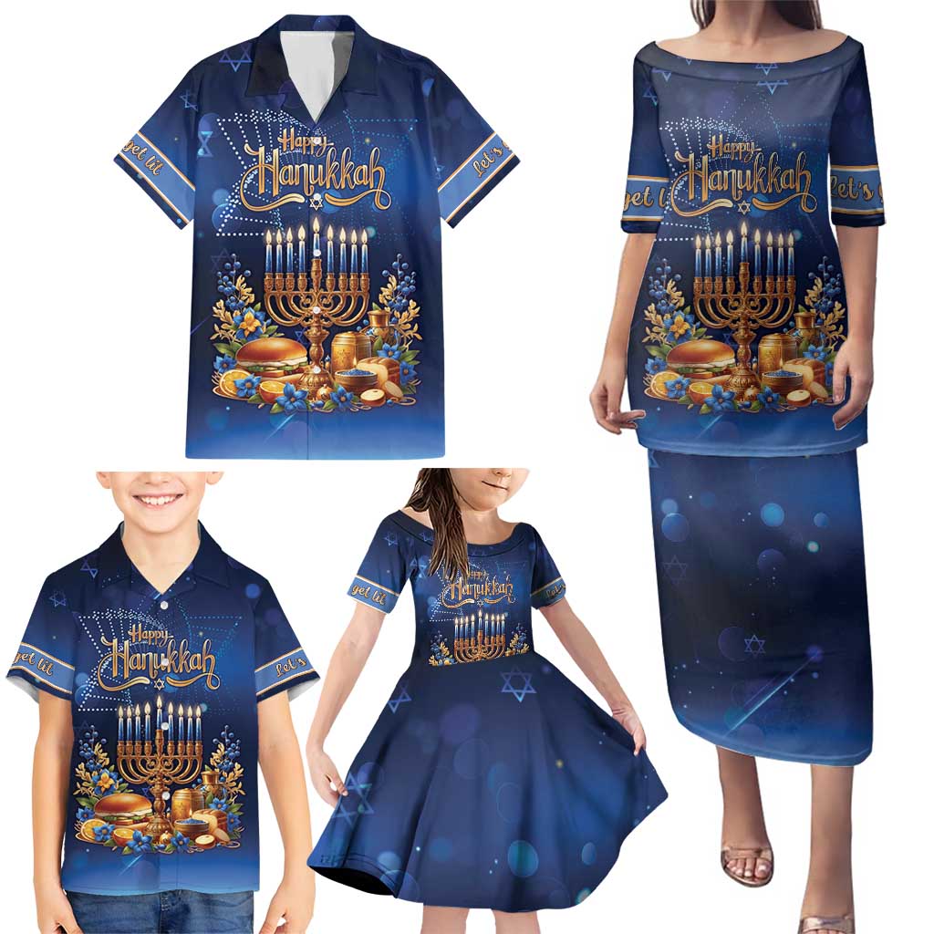 Jewish Hanukkah Festival Family Matching Puletasi and Hawaiian Shirt Let's Get Lit LT05 - Wonder Print Shop