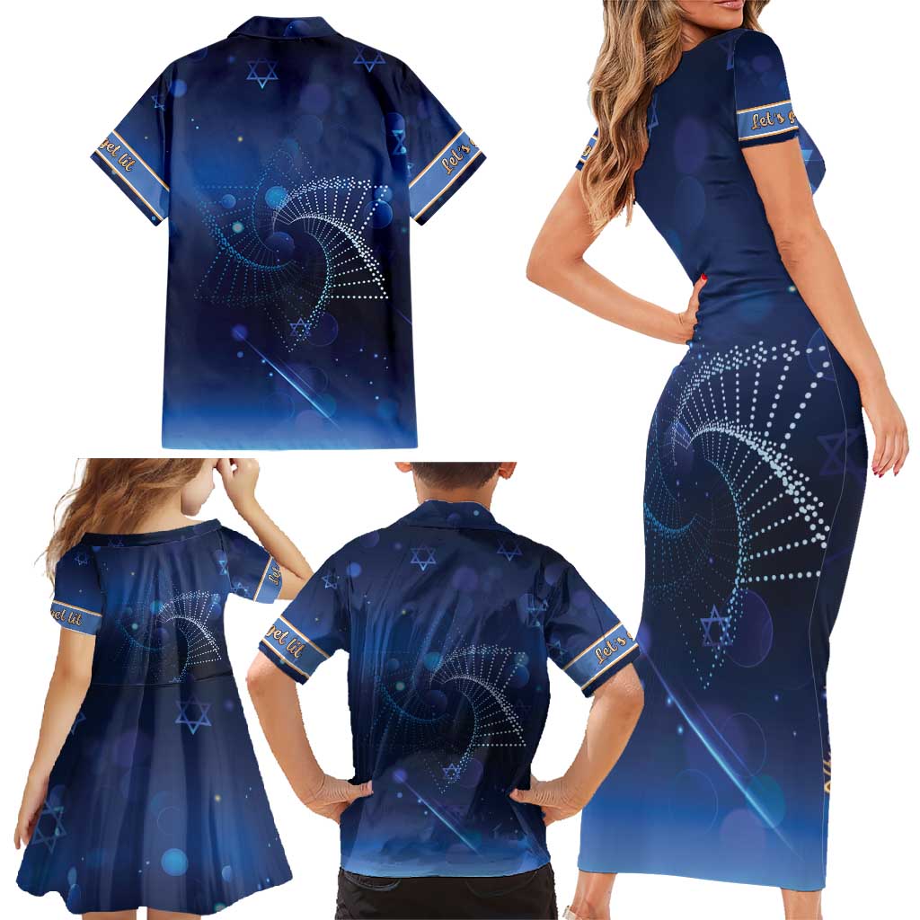 Jewish Hanukkah Festival Family Matching Short Sleeve Bodycon Dress and Hawaiian Shirt Let's Get Lit LT05 - Wonder Print Shop