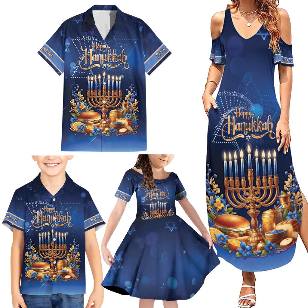 Jewish Hanukkah Festival Family Matching Summer Maxi Dress and Hawaiian Shirt Let's Get Lit LT05 - Wonder Print Shop