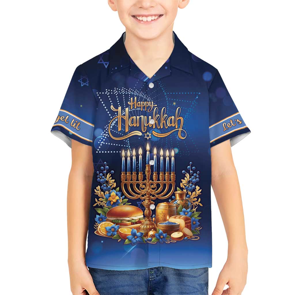 Jewish Hanukkah Festival Family Matching Summer Maxi Dress and Hawaiian Shirt Let's Get Lit LT05 - Wonder Print Shop