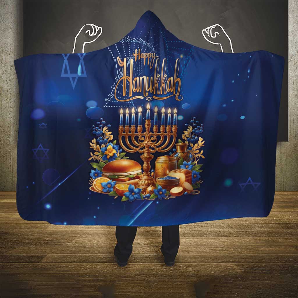 Jewish Hanukkah Festival Hooded Blanket Let's Get Lit