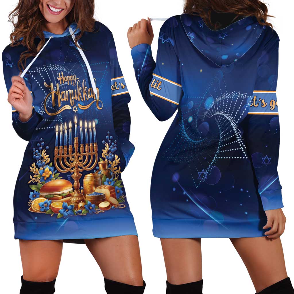 Jewish Hanukkah Festival Hoodie Dress Let's Get Lit LT05 - Wonder Print Shop