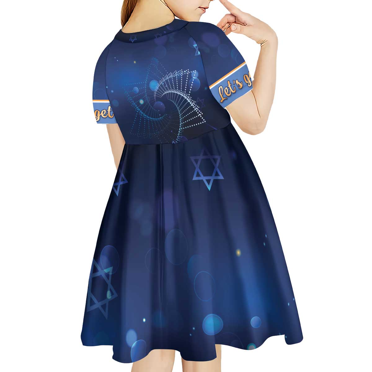 Jewish Hanukkah Festival Kid Short Sleeve Dress Let's Get Lit LT05 - Wonder Print Shop