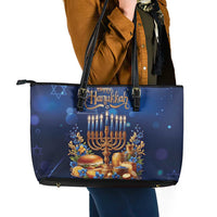 Jewish Hanukkah Festival Leather Tote Bag Let's Get Lit LT05 - Wonder Print Shop