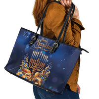 Jewish Hanukkah Festival Leather Tote Bag Let's Get Lit LT05 - Wonder Print Shop