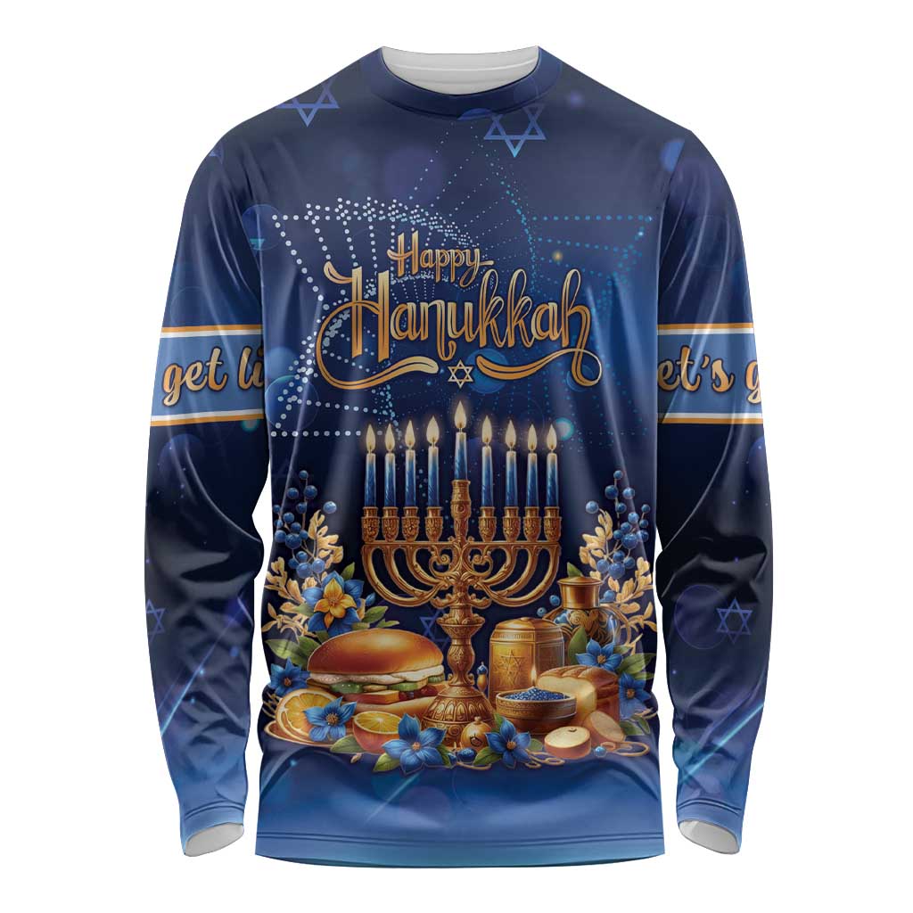 Jewish Hanukkah Festival Long Sleeve Shirt Let's Get Lit LT05 - Wonder Print Shop