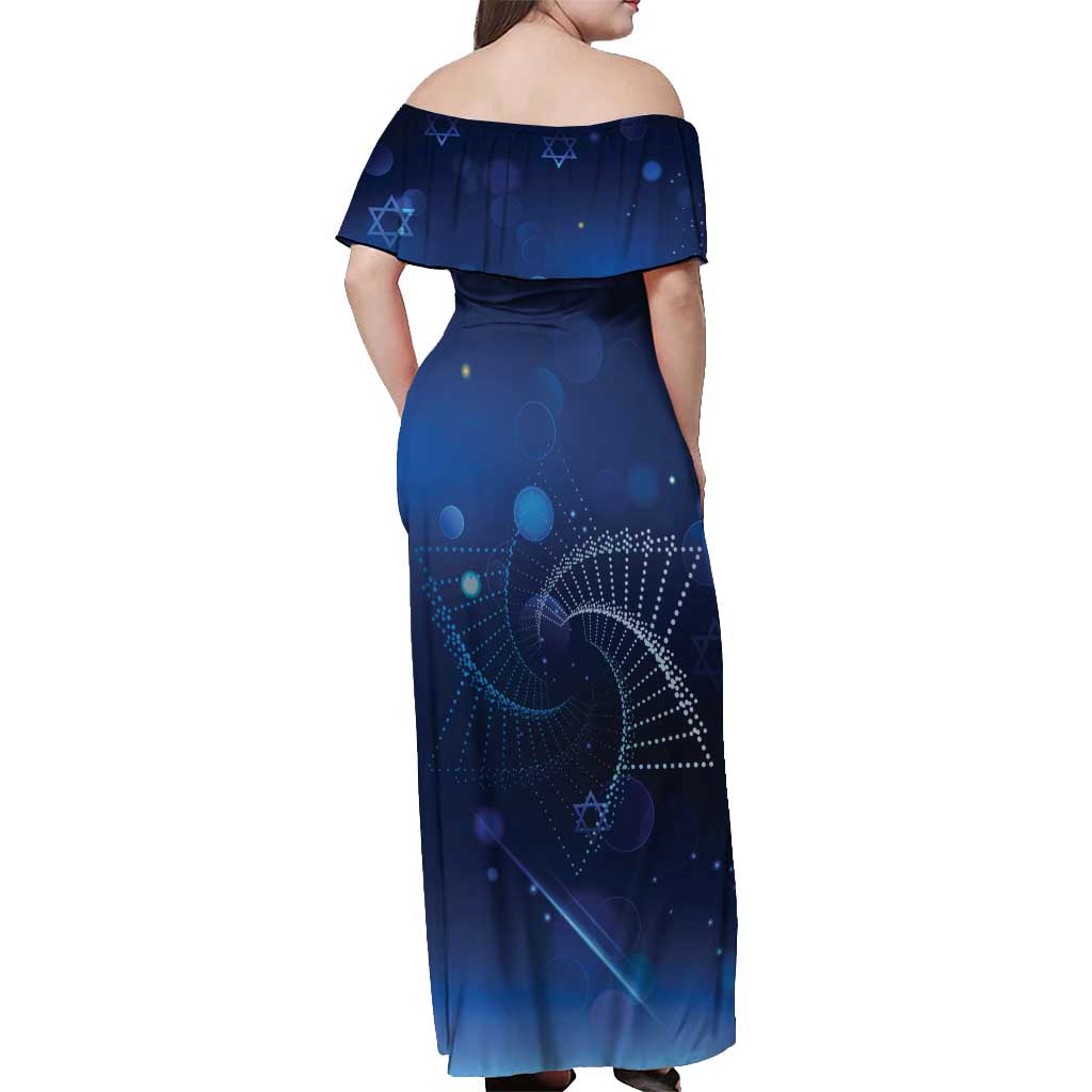 Jewish Hanukkah Festival Off Shoulder Maxi Dress Let's Get Lit LT05 - Wonder Print Shop