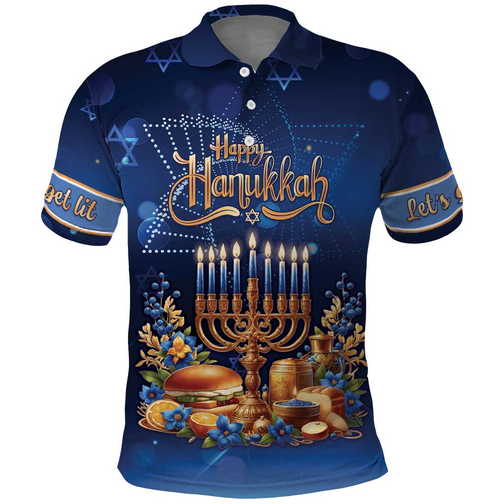 Jewish Hanukkah Festival Polo Shirt Let's Get Lit LT05 - Wonder Print Shop