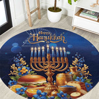 Jewish Hanukkah Festival Round Carpet Let's Get Lit