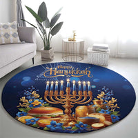Jewish Hanukkah Festival Round Carpet Let's Get Lit