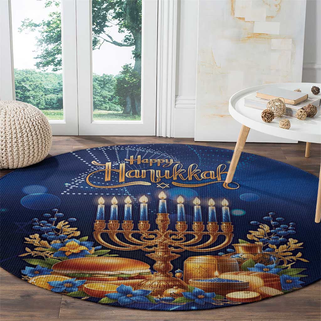 Jewish Hanukkah Festival Round Carpet Let's Get Lit