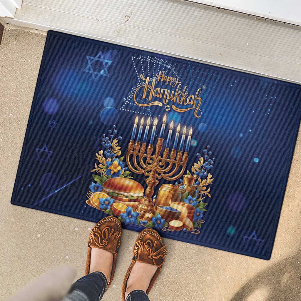 Jewish Hanukkah Festival Rubber Doormat Let's Get Lit LT05 - Wonder Print Shop