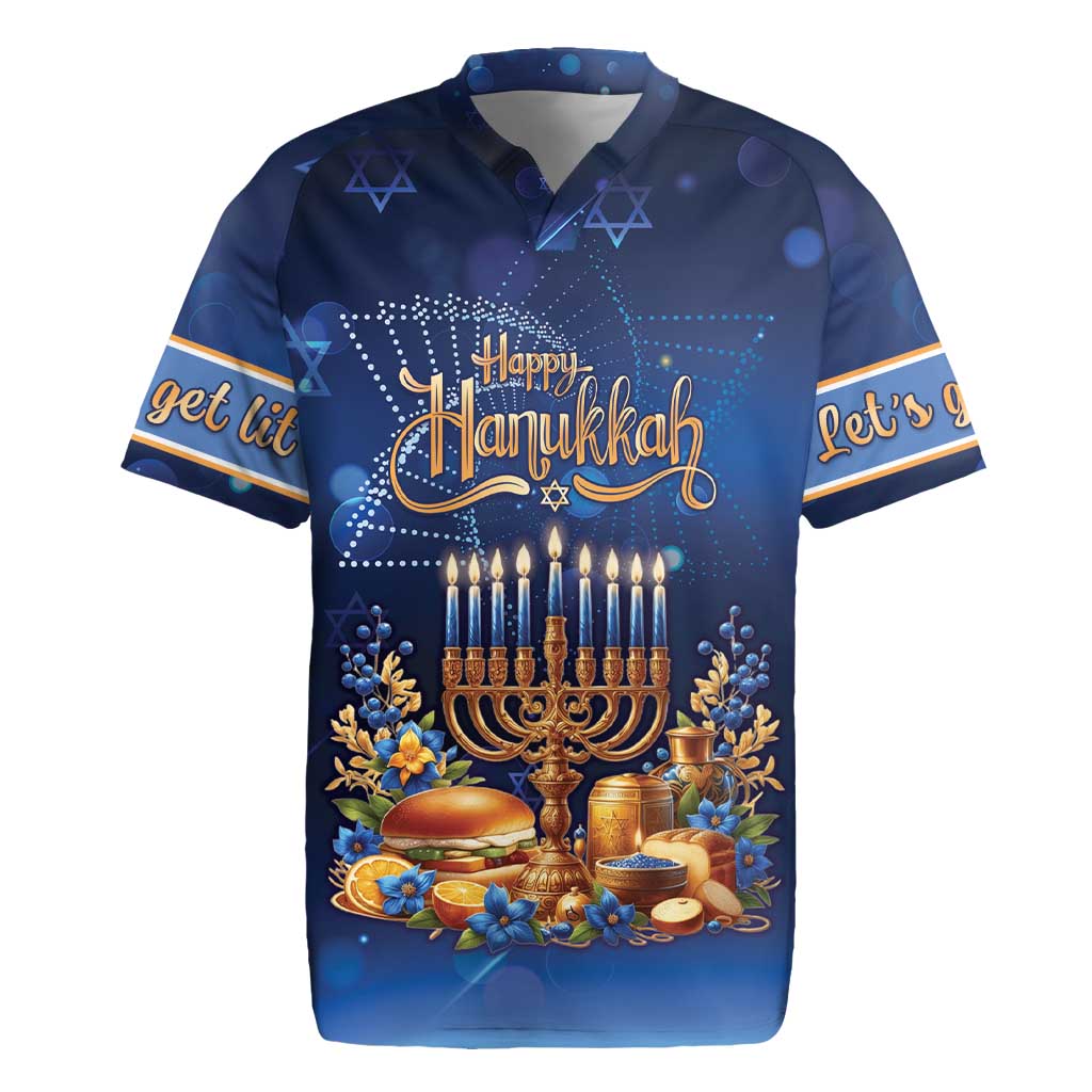 Jewish Hanukkah Festival Rugby Jersey Let's Get Lit LT05 - Wonder Print Shop