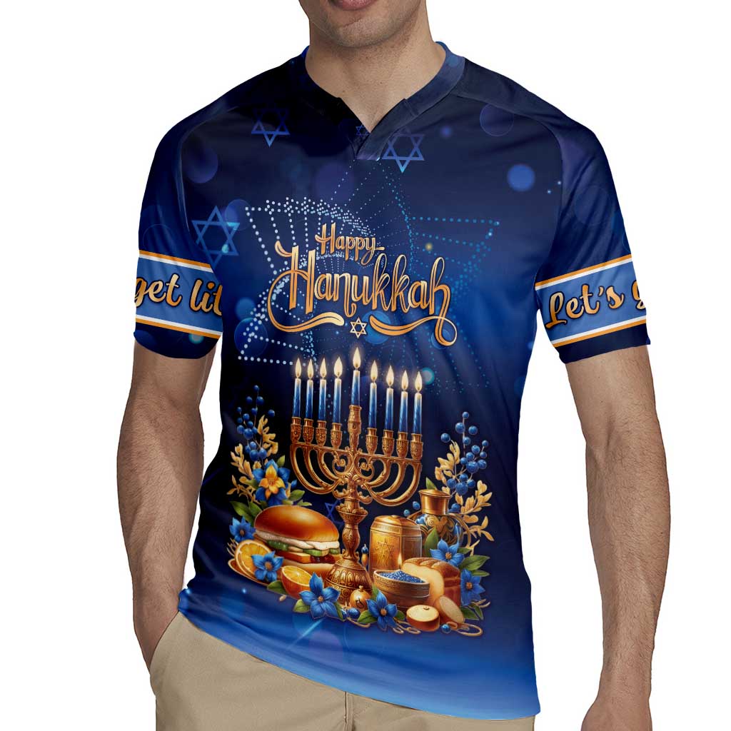 Jewish Hanukkah Festival Rugby Jersey Let's Get Lit LT05 - Wonder Print Shop