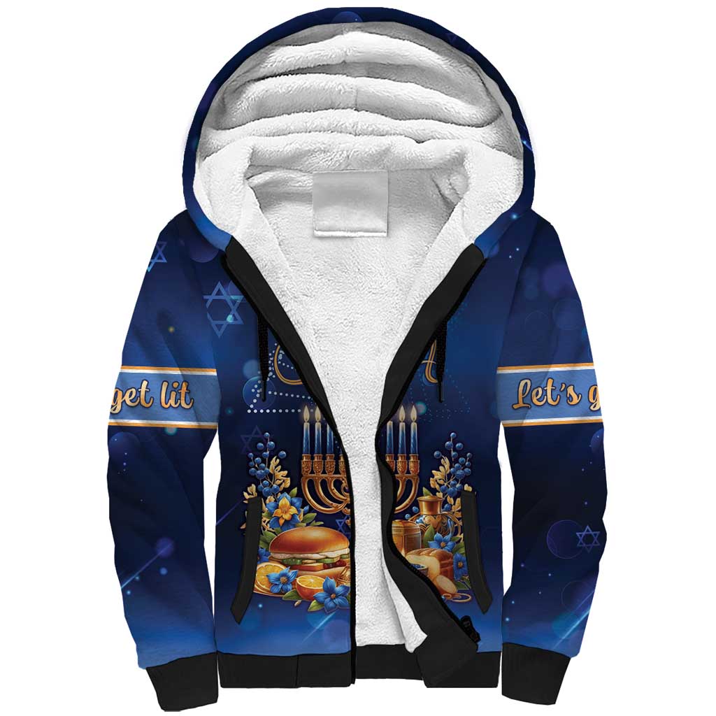 Jewish Hanukkah Festival Sherpa Hoodie Let's Get Lit LT05 - Wonder Print Shop