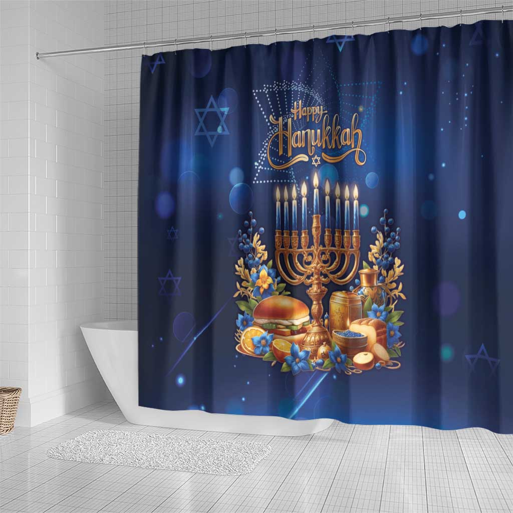 Jewish Hanukkah Festival Shower Curtain Let's Get Lit